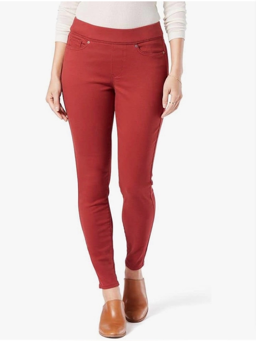 Women’s High-Rise Stretch Skinny Jeans - Rust Red